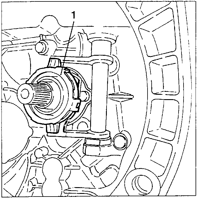 Thrust bearing in its sleeve on the gearbox cover