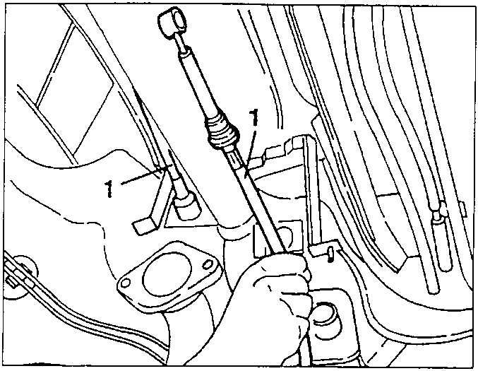 Gearshift control cables being withdrawn.