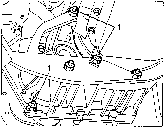 Diagram showing rear power unit support bolts