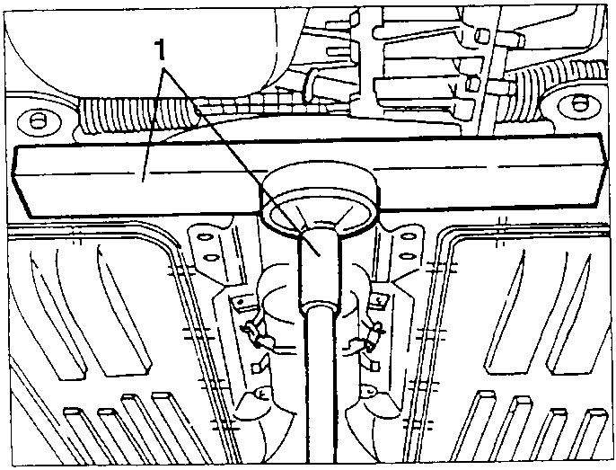 Hydraulic jack positioned under crossmember