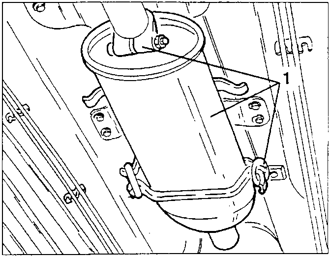 Centre silencer clamp removal diagram showing part 1