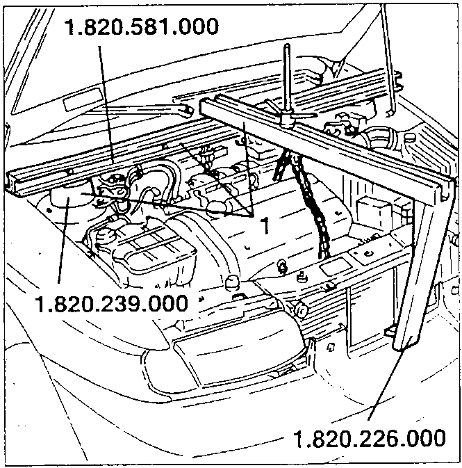 Diagram showing engine supports and cross rail