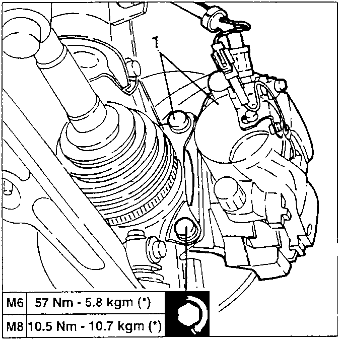 Left front brake caliper with torque specifications