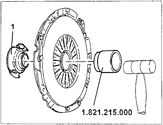 Diagram showing thrust bearing removal with specified tool