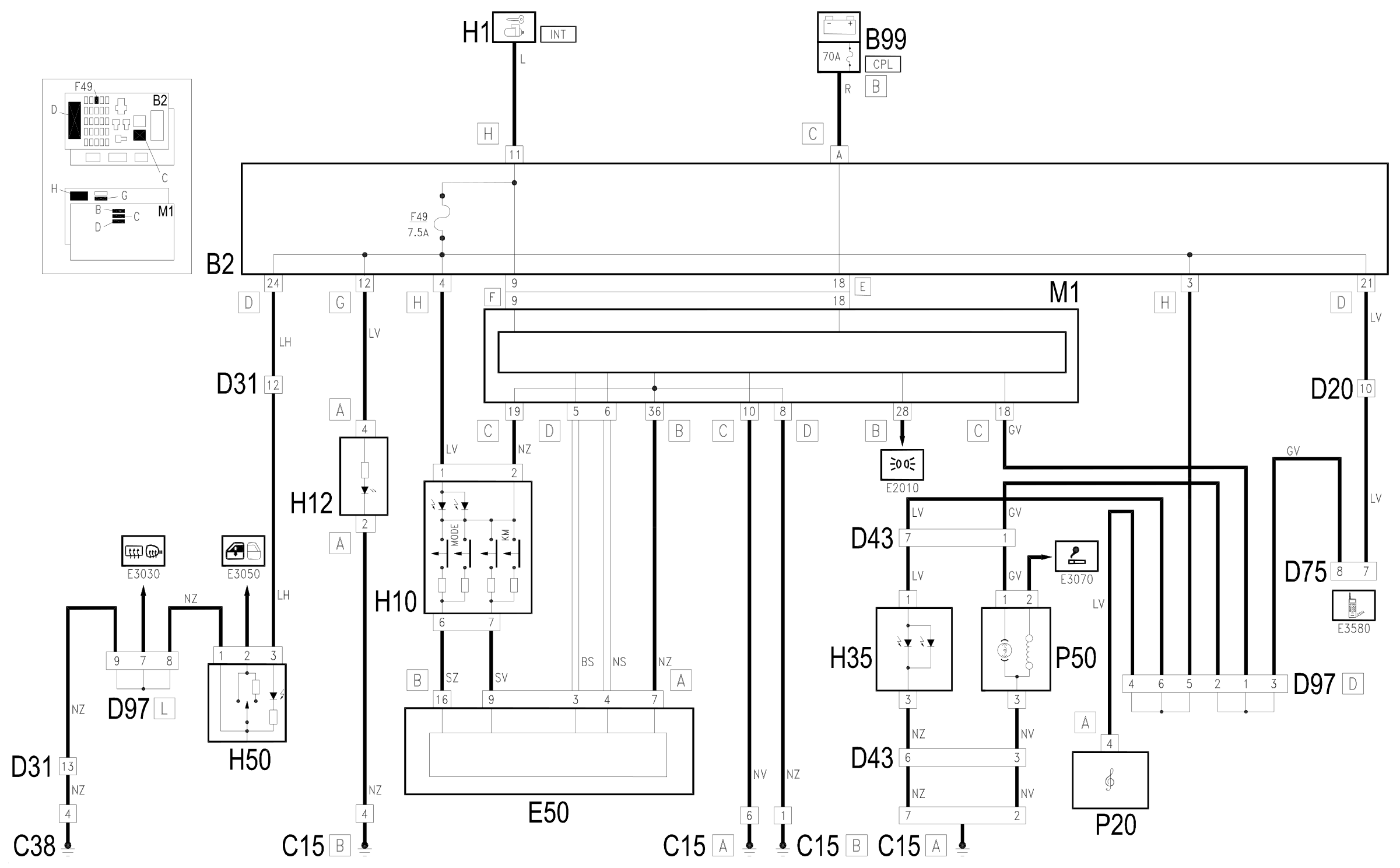 Wiring diagram E2530 INSTRUMENT LIGHTING