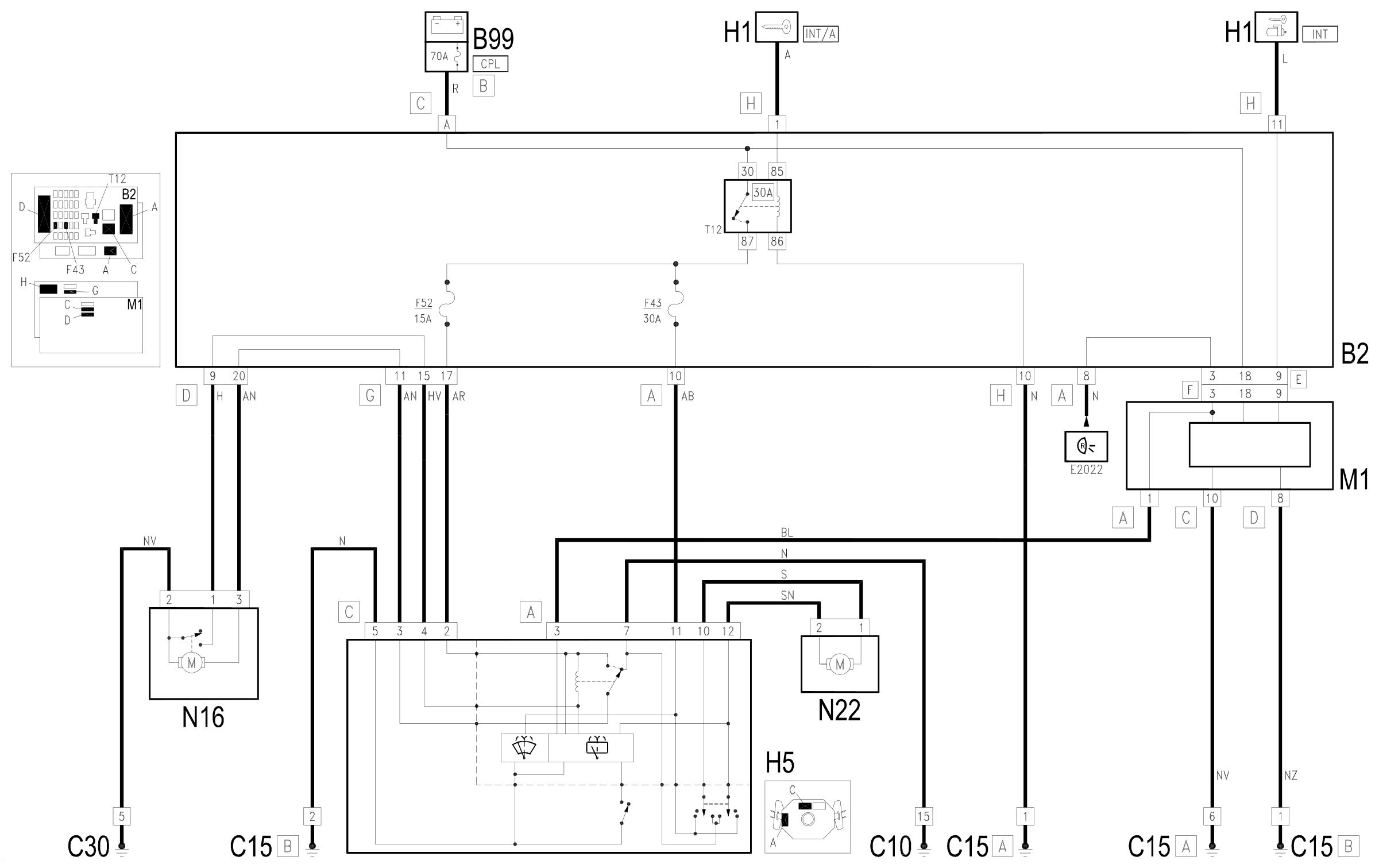 Wiring diagram E3021 REAR WINDOW WASH/WIPE