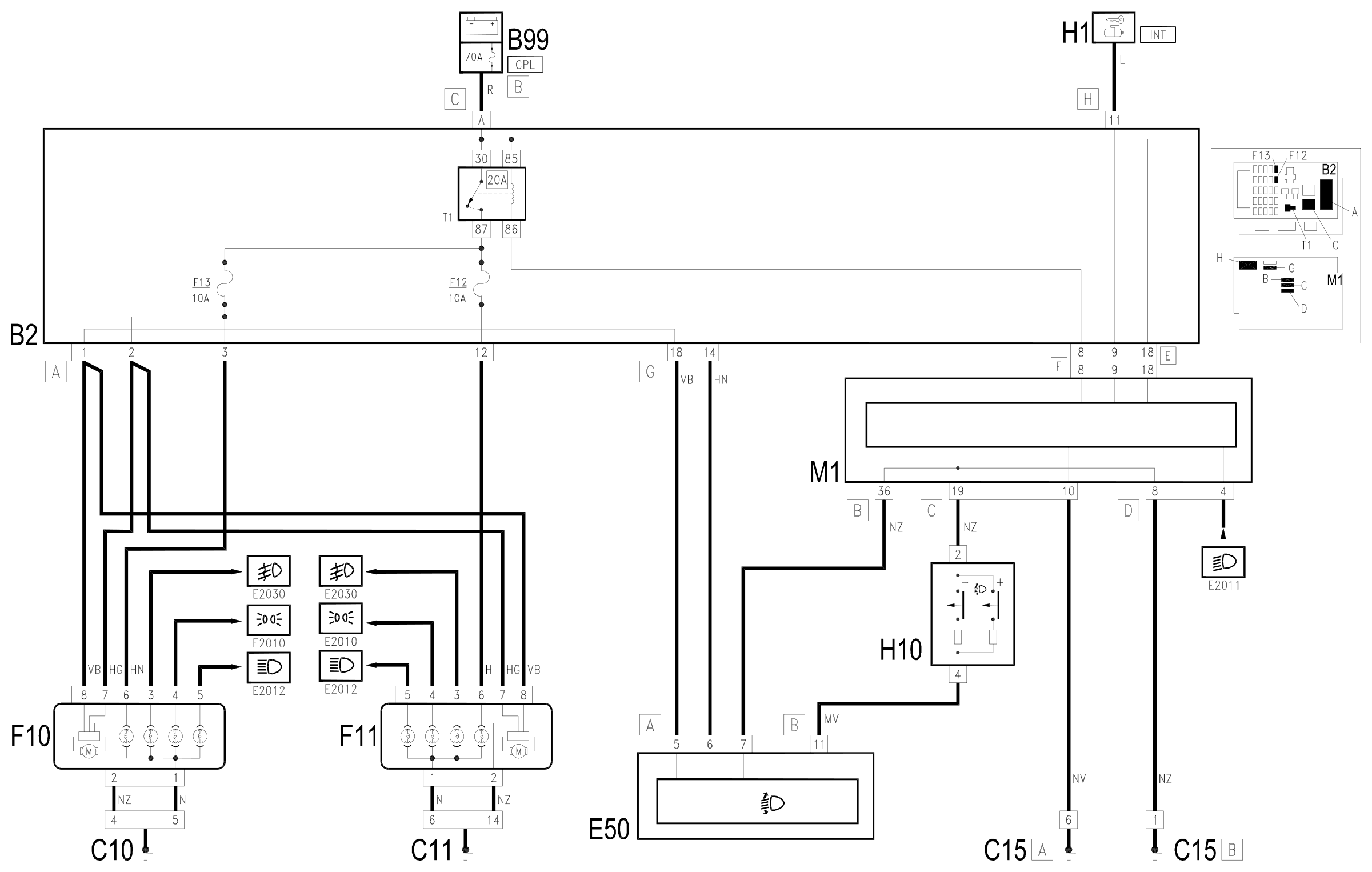 Wiring diagram E3080 HEADLAMP GEOMETRY ADJUSTMENT