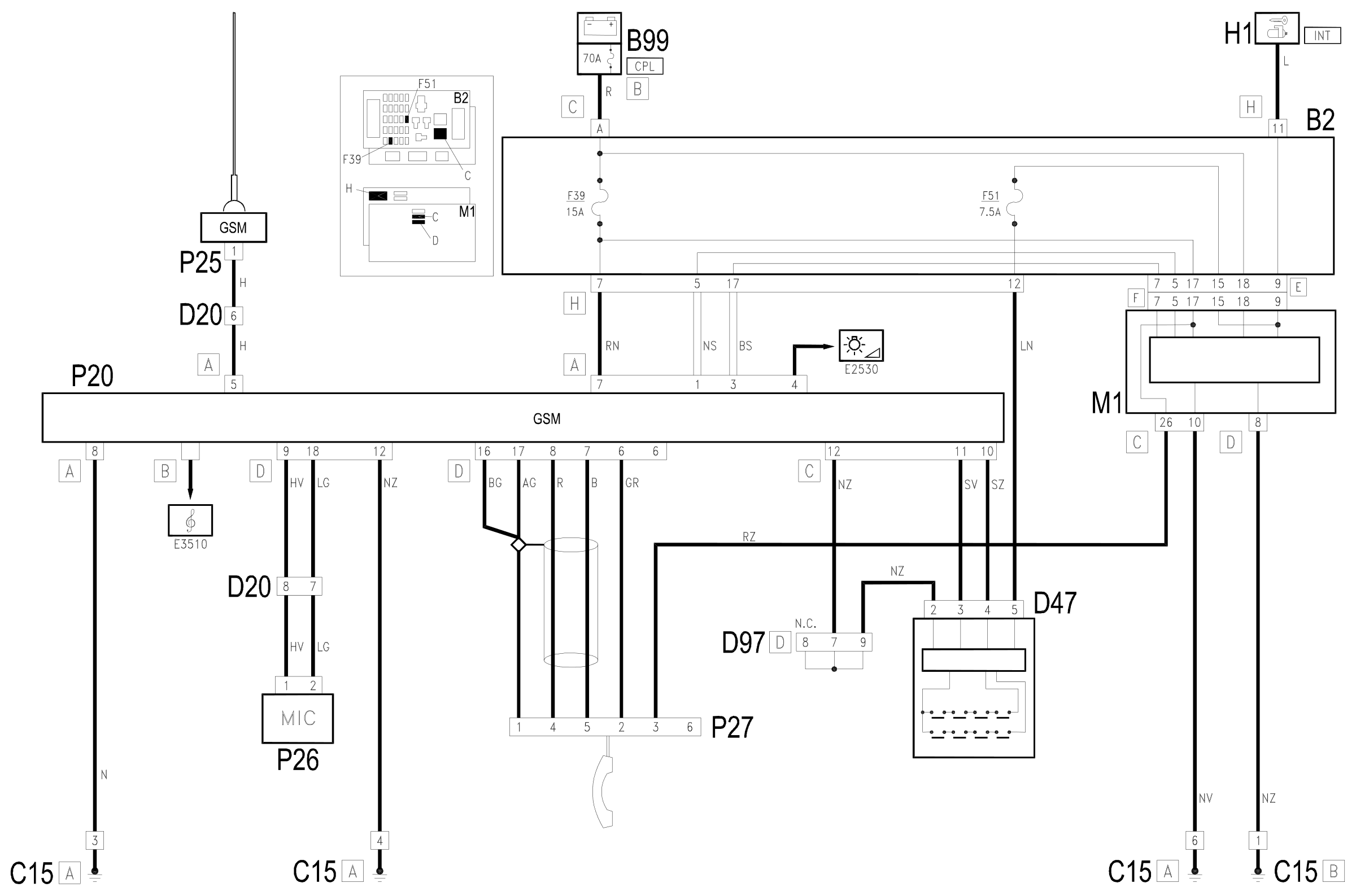 Wiring diagram E3570 INTEGRATED RADIO PHONE