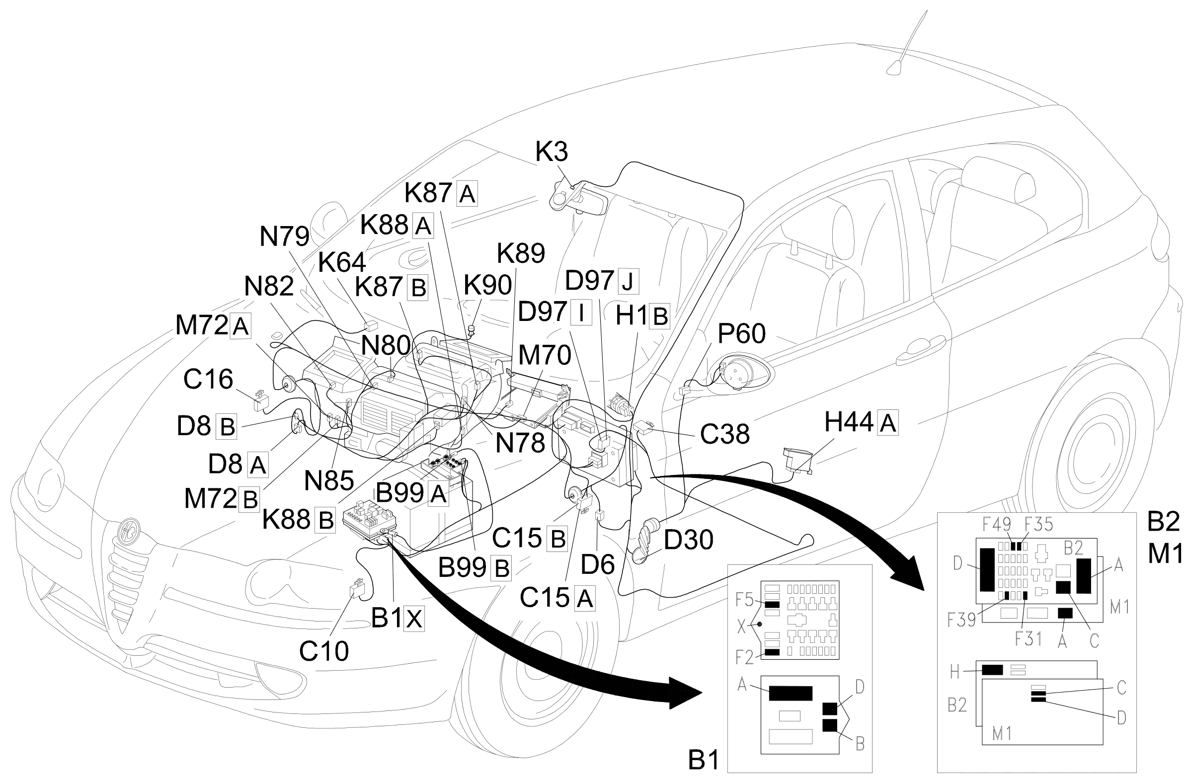 Location of components, E6020