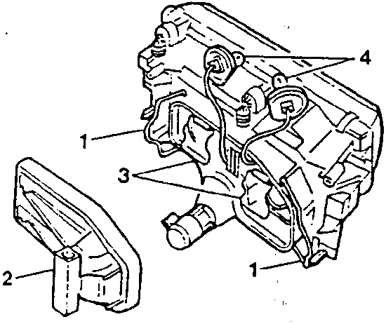 Diagram showing bulb replacement parts