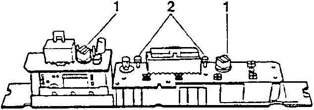 Diagram showing the printed circuit board with labeled parts 1, 2, 3.