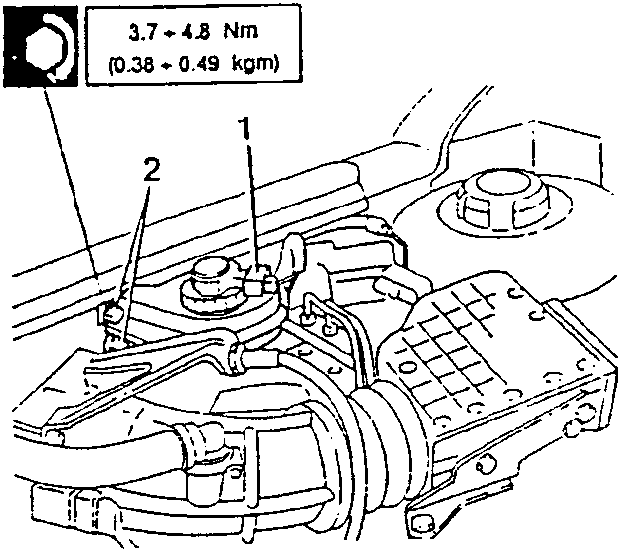 Torque specification for two bolts on engine component