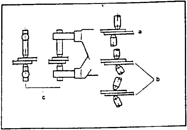 Diagram showing incorrect and correct alignment of welding arms