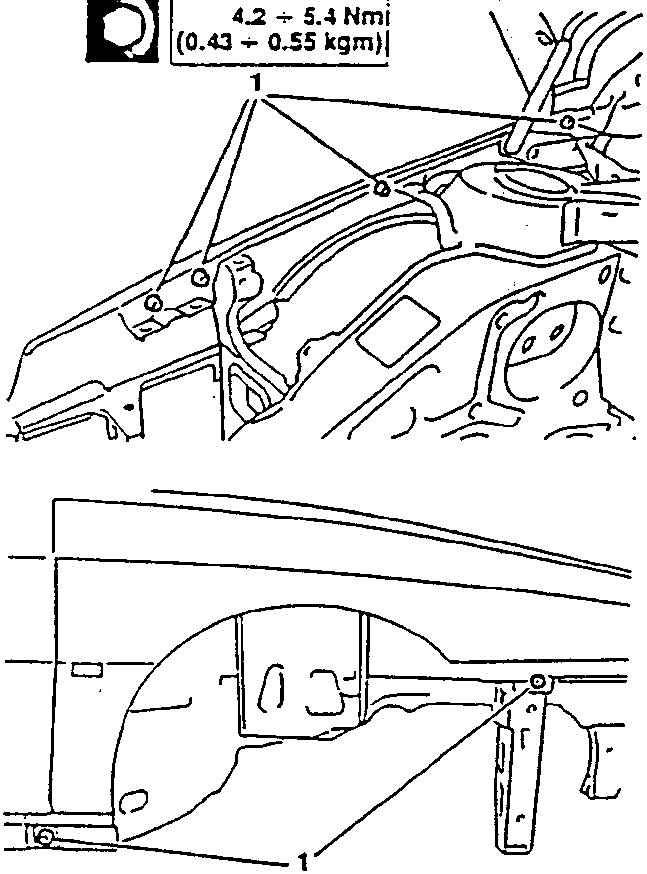 Front wing with screws and torque specifications