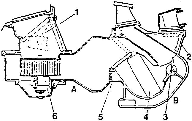 Diagram showing conveyor (A) and heating-distribution unit (B) with labeled parts