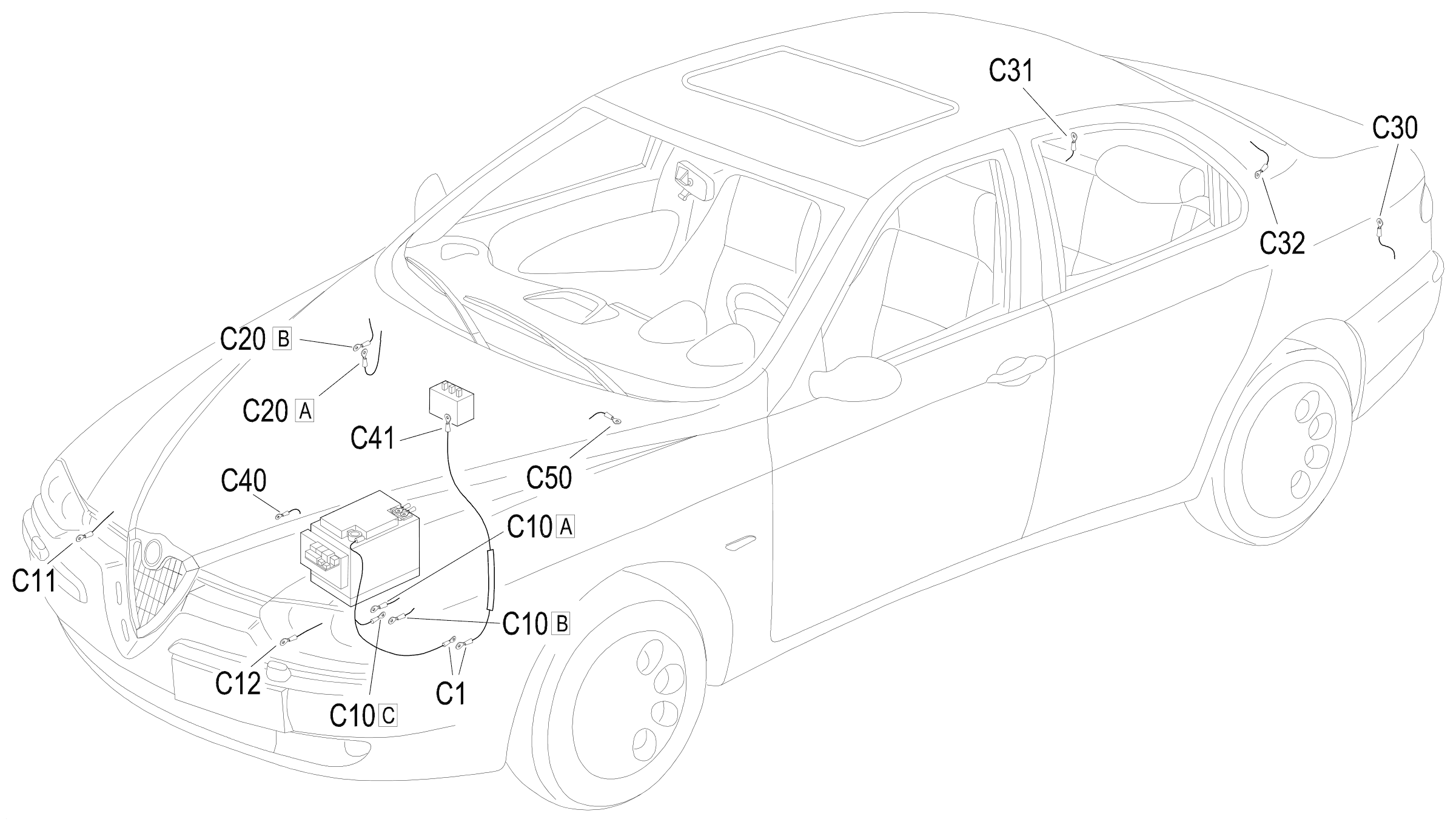 Location of components, E1020