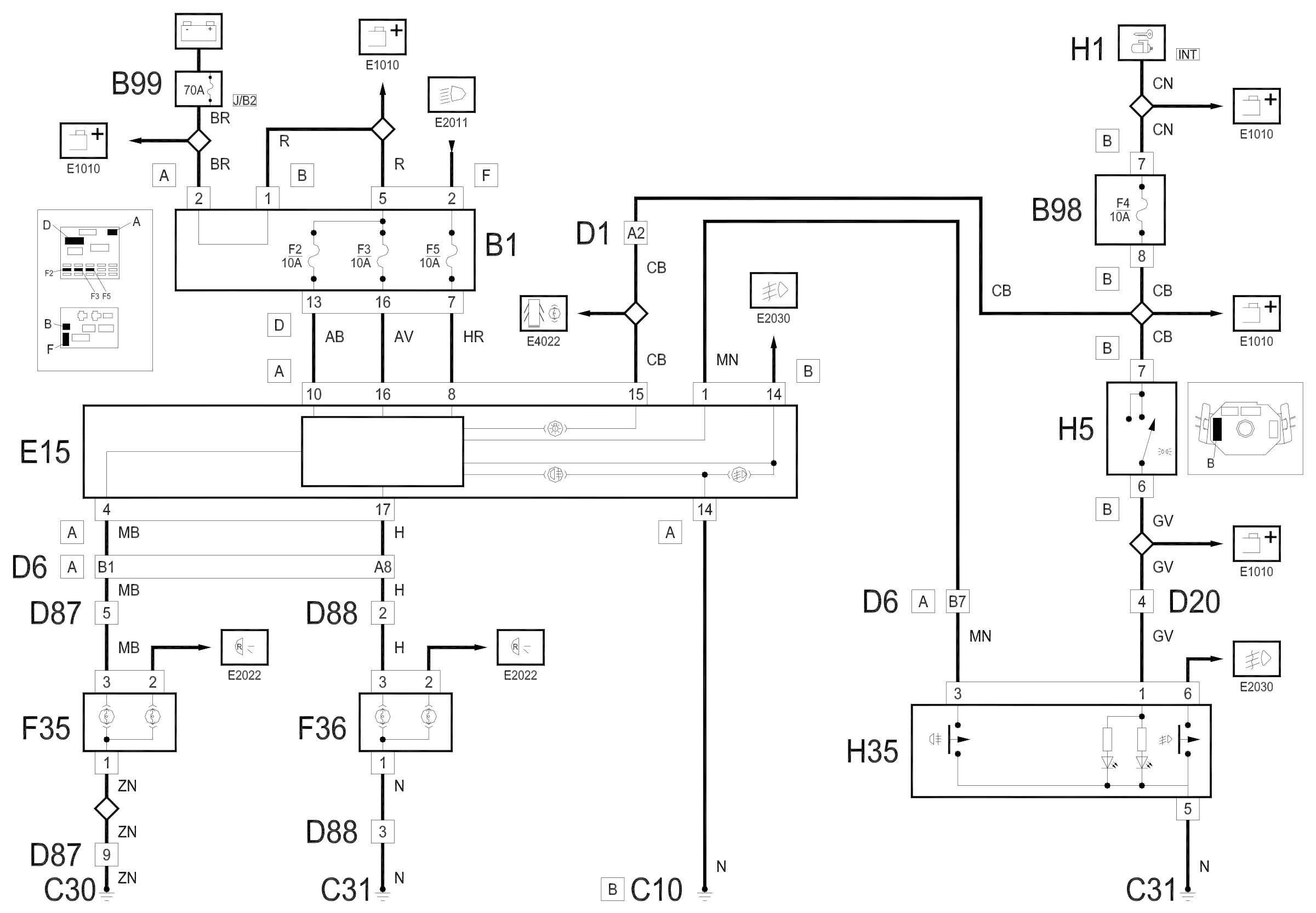 Wiring diagram E2031 REAR FOG LAMP