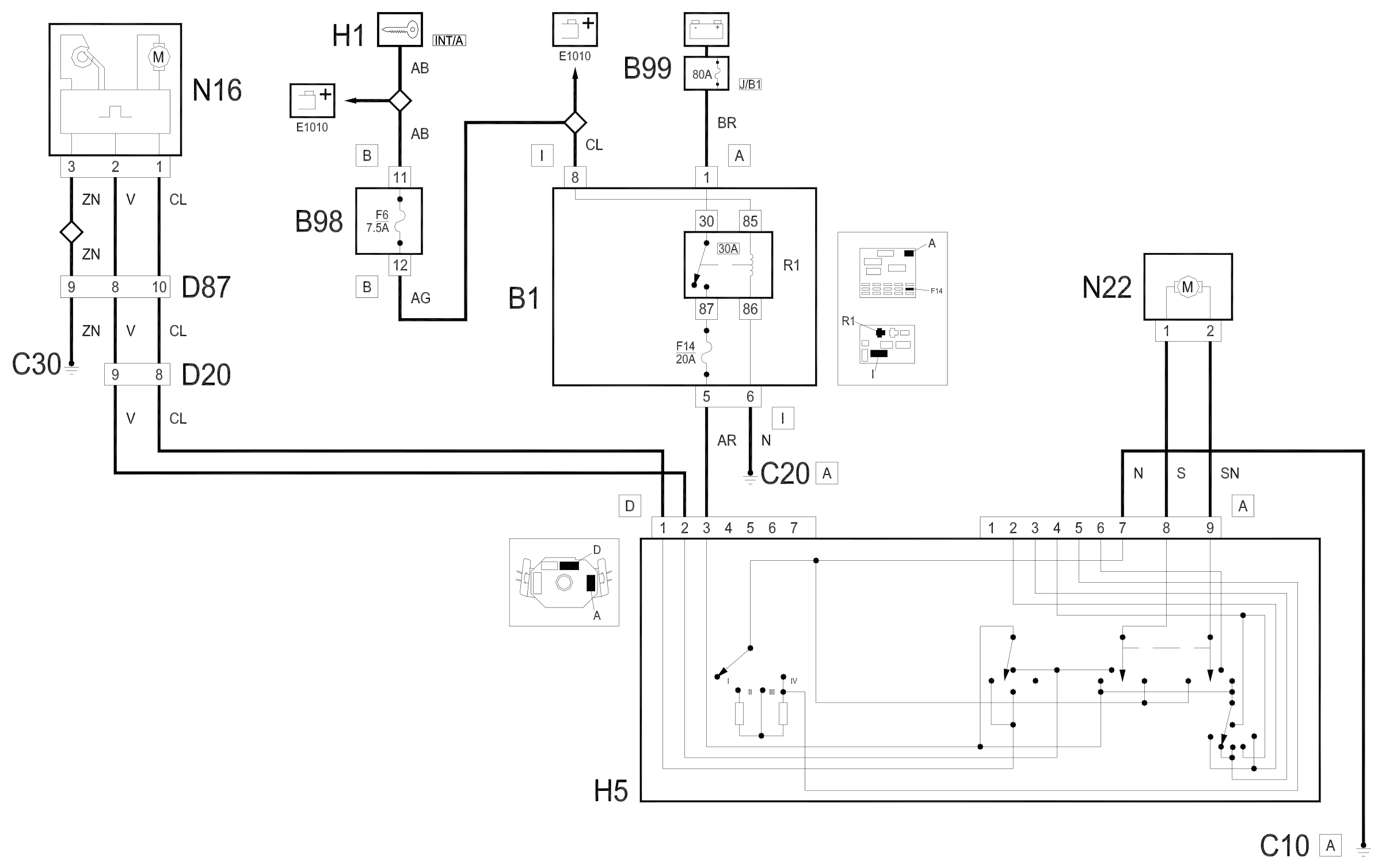 Wiring diagram E3021 REAR WINDOW WASH/WIPE