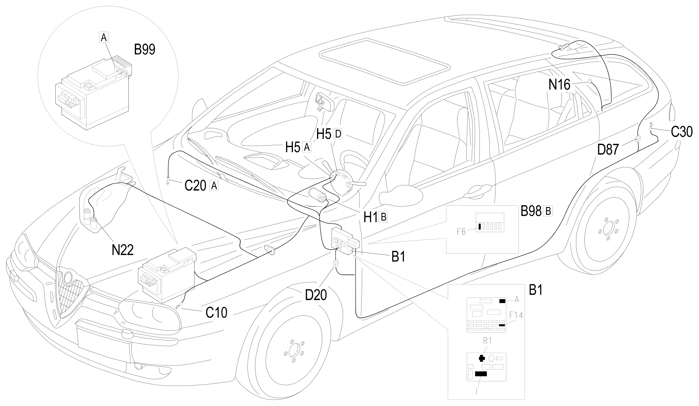 Location of components, E3021