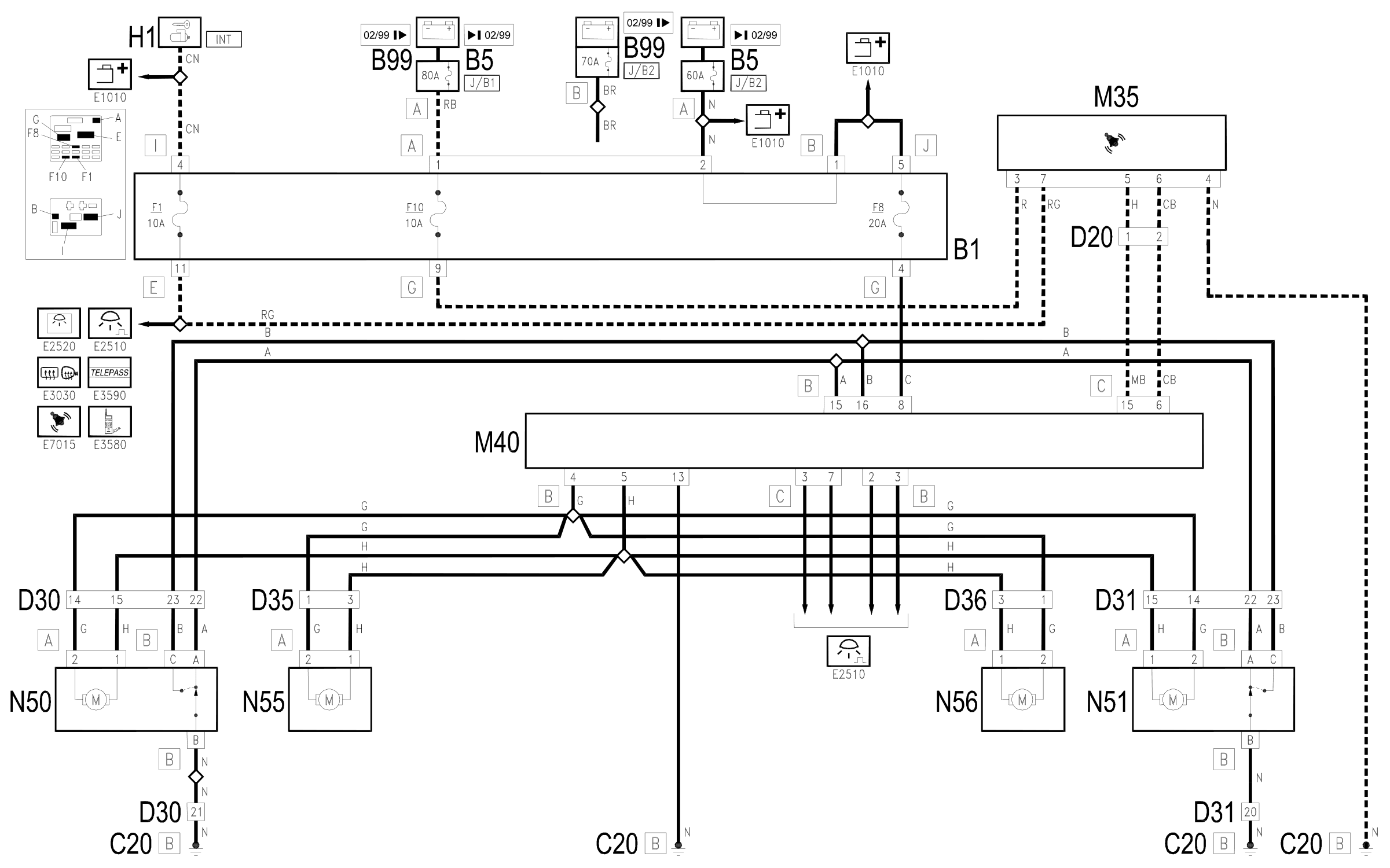 Wiring diagram E3040 DOOR LOCKING DEVICE