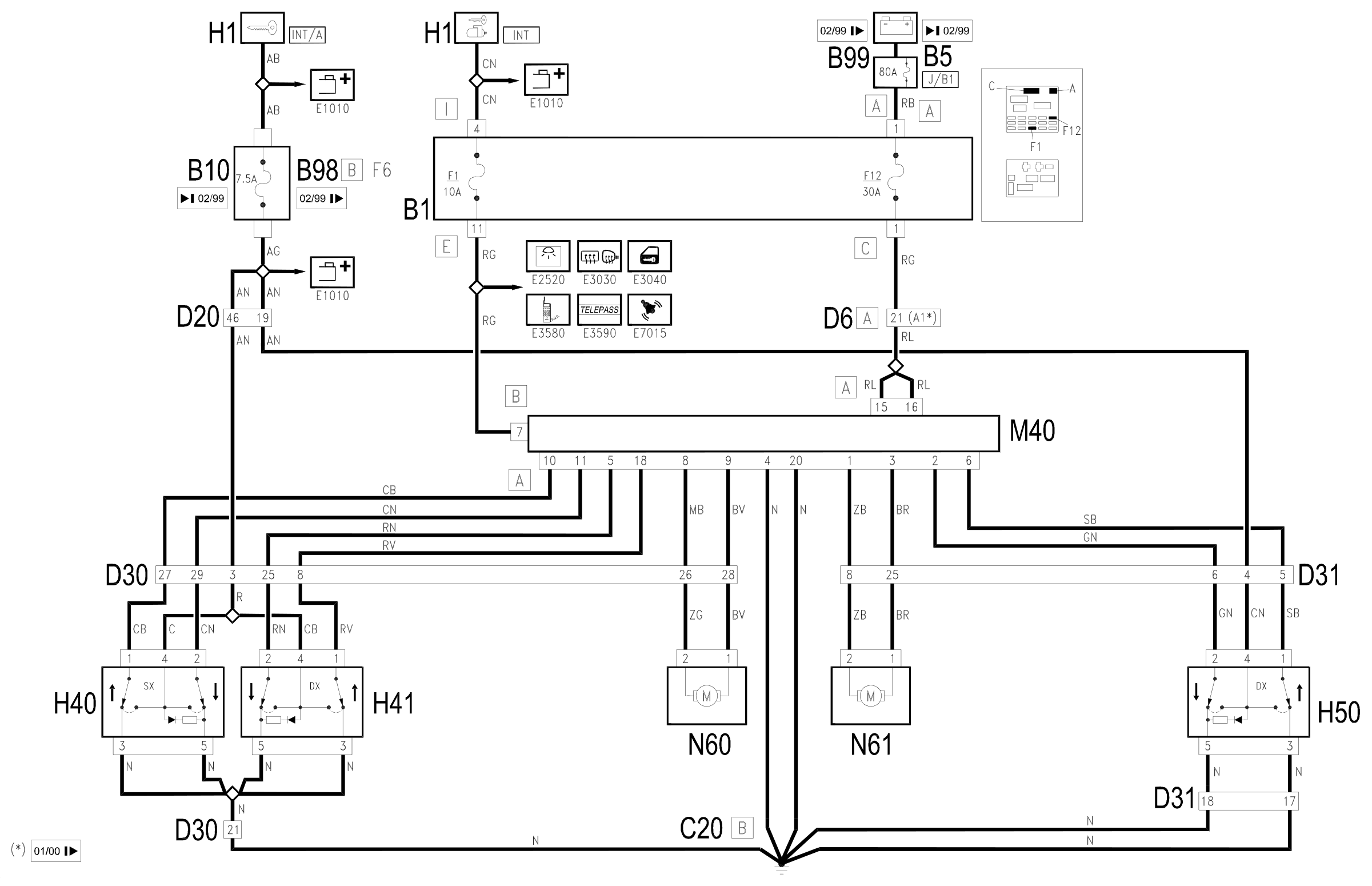 Wiring diagram E3050 FRONT WINDOW MECHANISM
