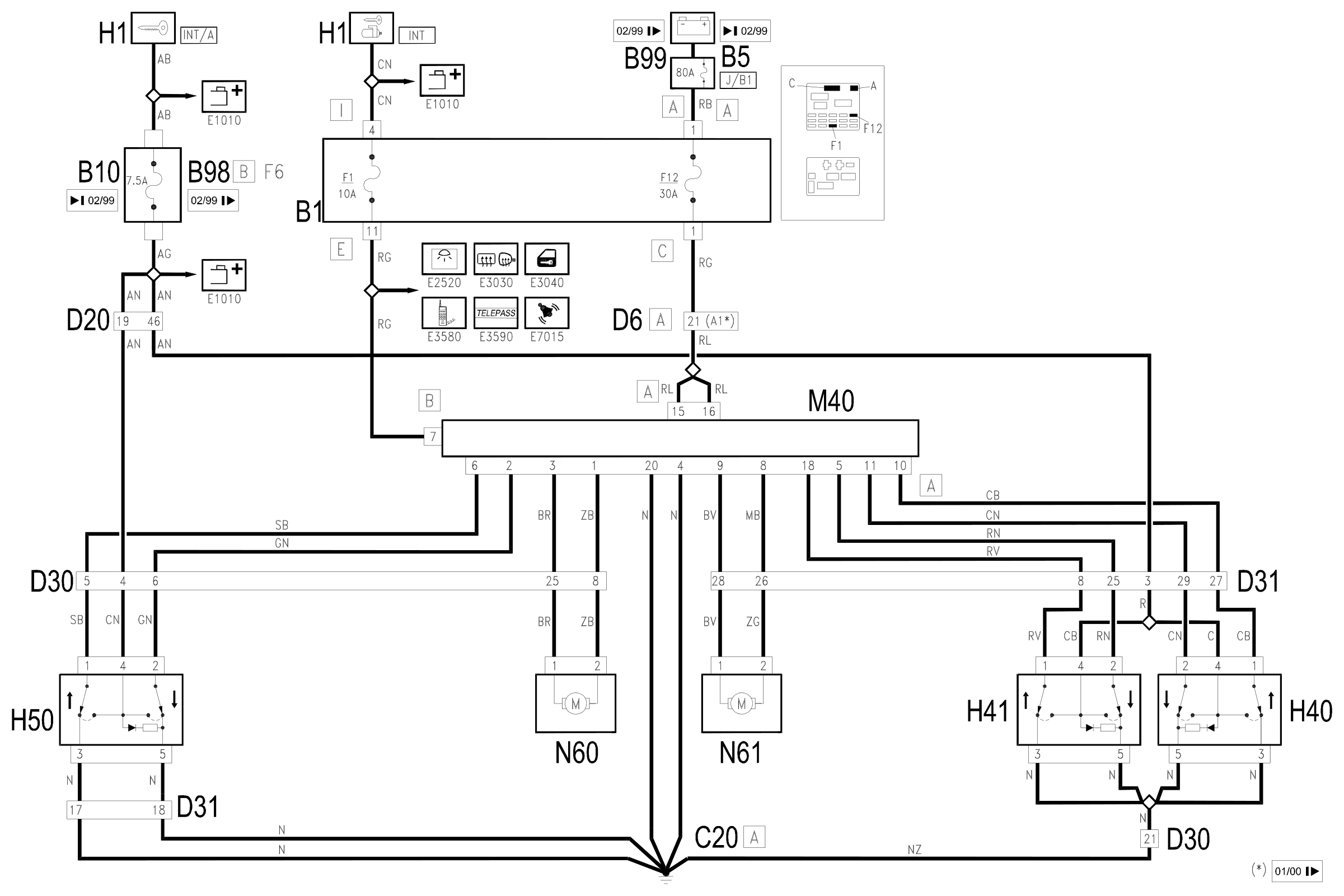 Wiring diagram E3050 FRONT WINDOW MECHANISM