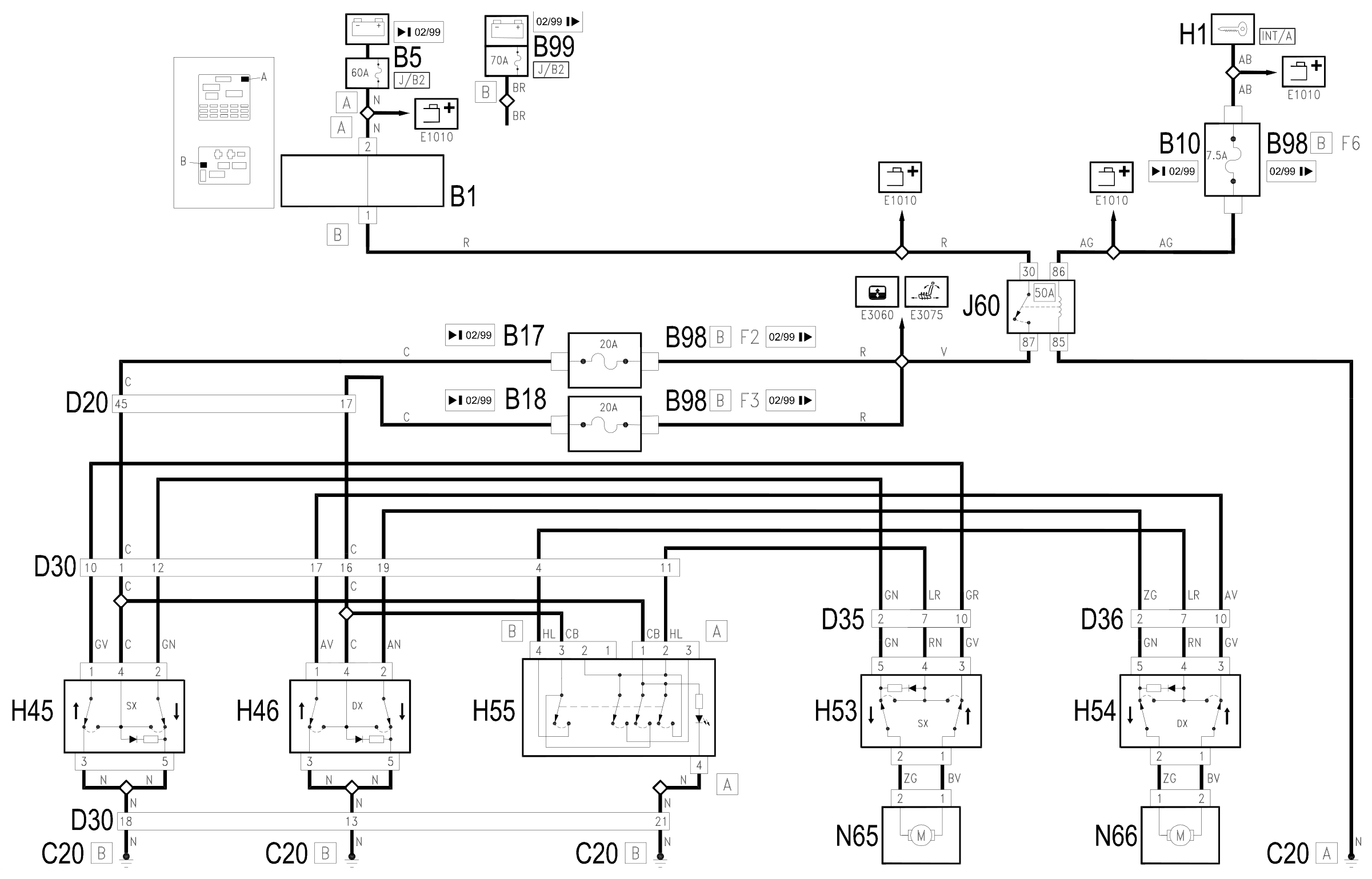 Wiring diagram E3051 REAR WINDOW MECHANISM