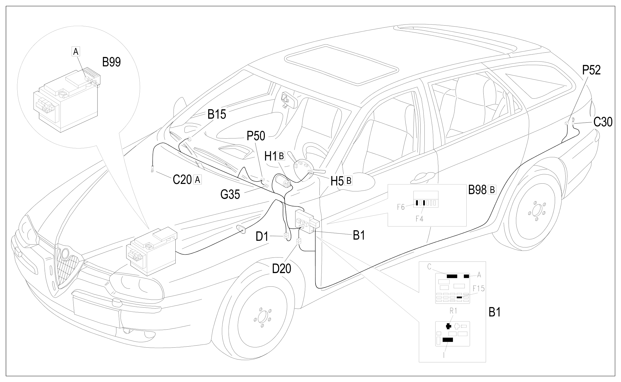 Location of components, E3070