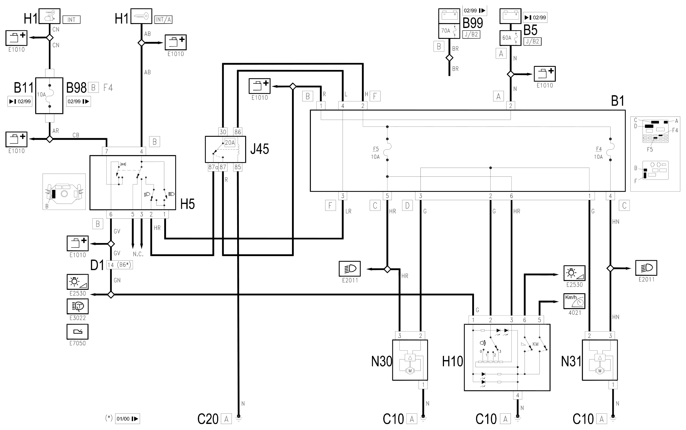 Wiring diagram E3080 HEADLAMP GEOMETRY ADJUSTMENT