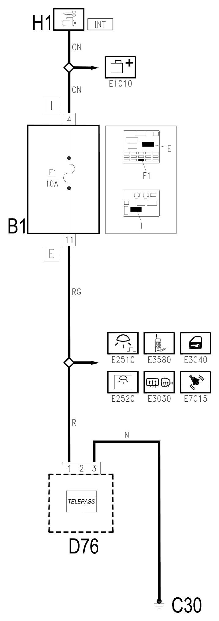 Wiring diagram E3590 "TELEPASS" ® ARRANGEMENT