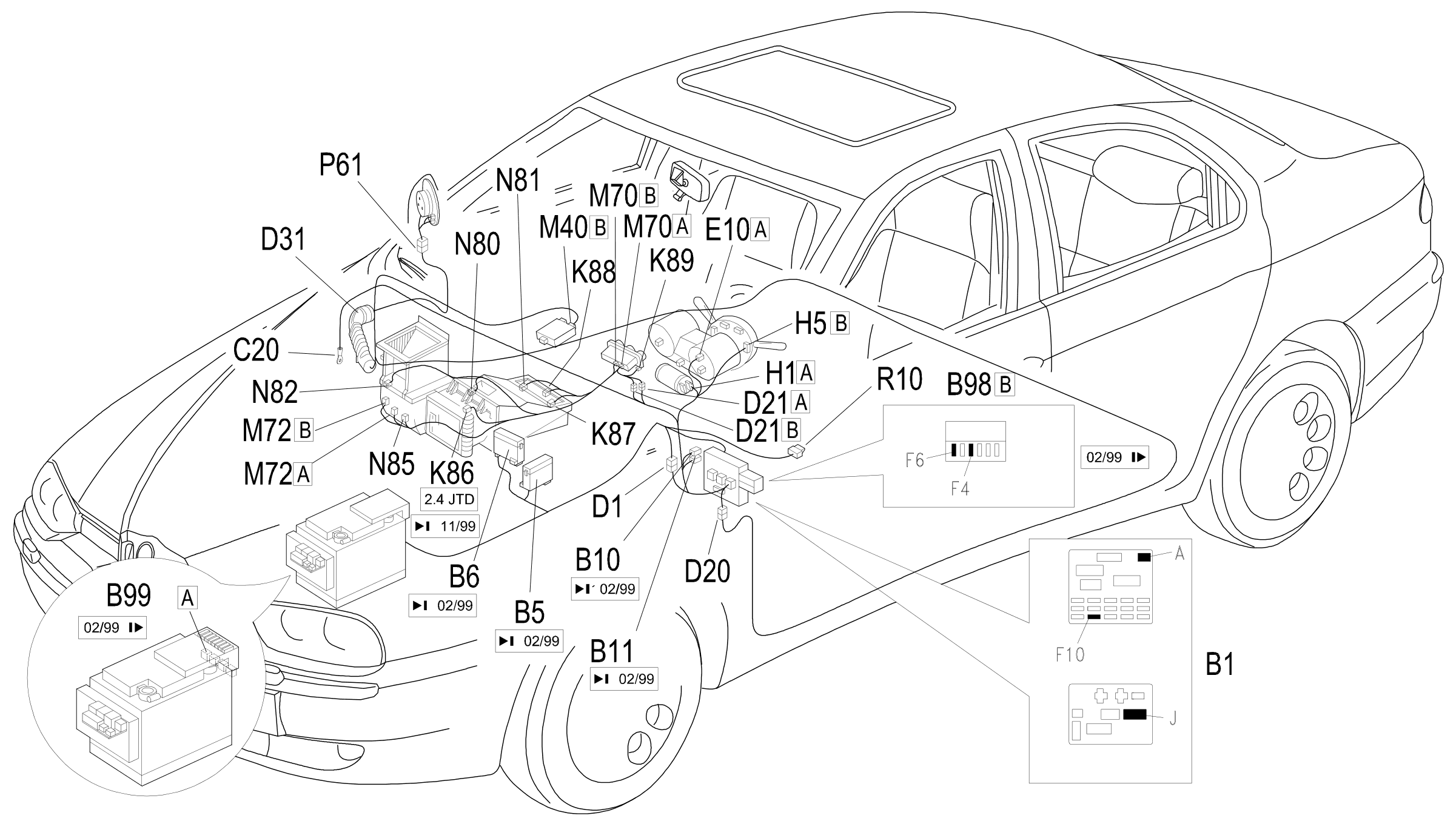 Location of components, E6020