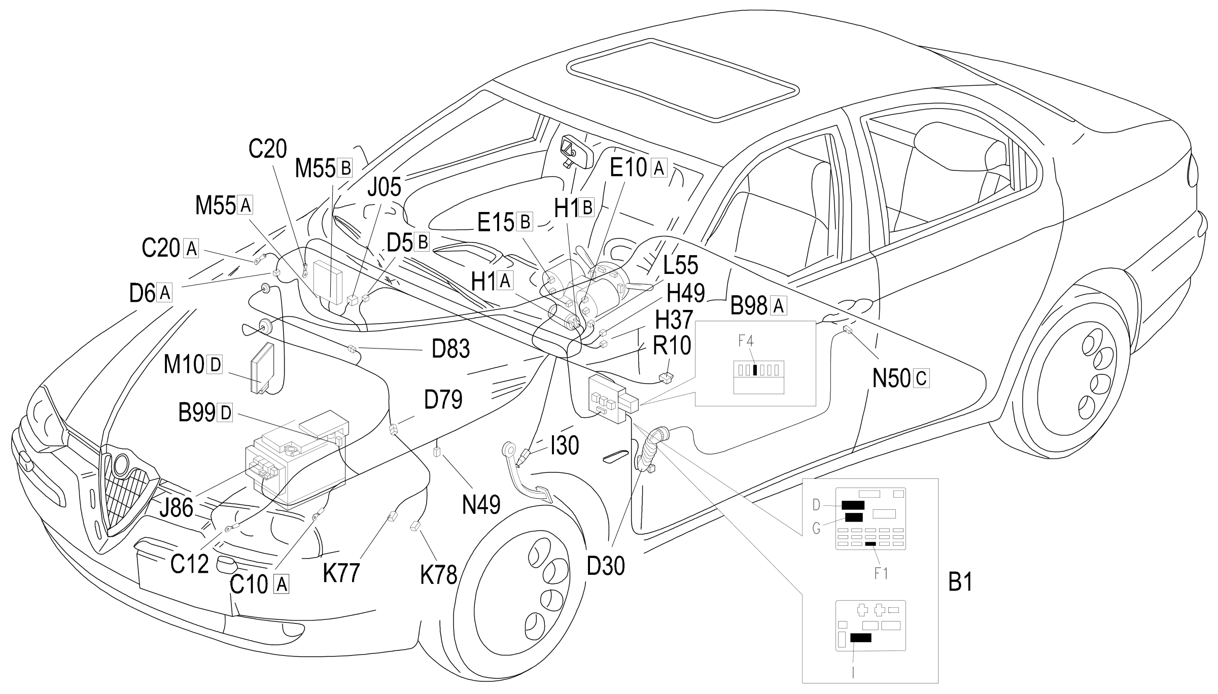 Location of components, E7050