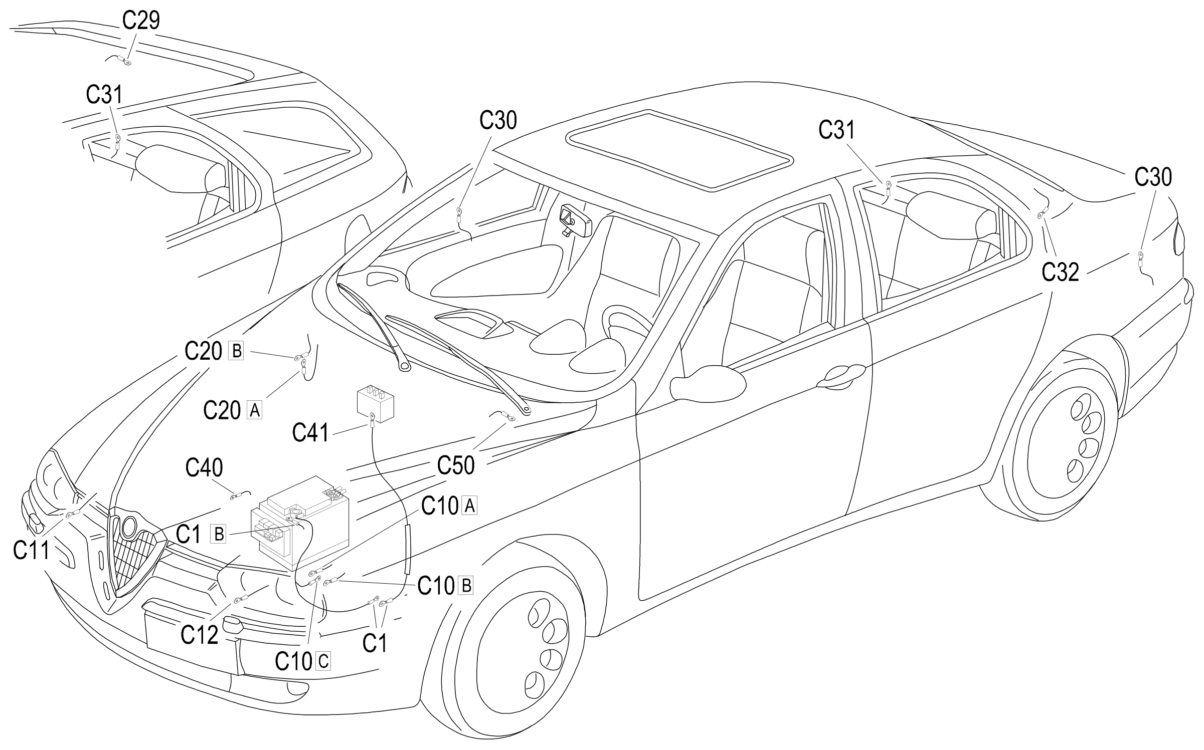Location of components, E1020