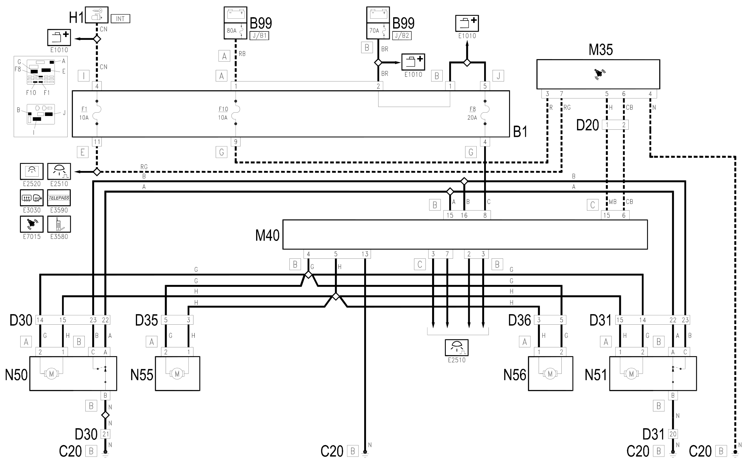 Wiring diagram E3040 DOOR LOCKING DEVICE