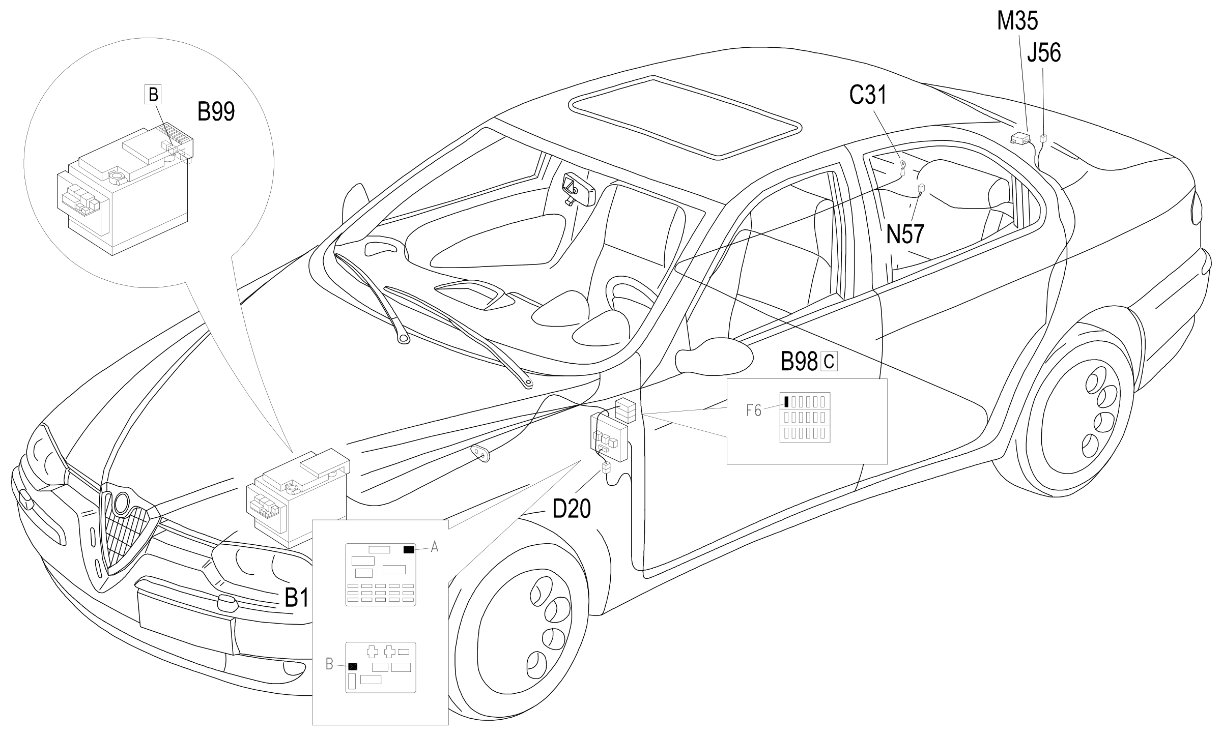 Location of components, E3046