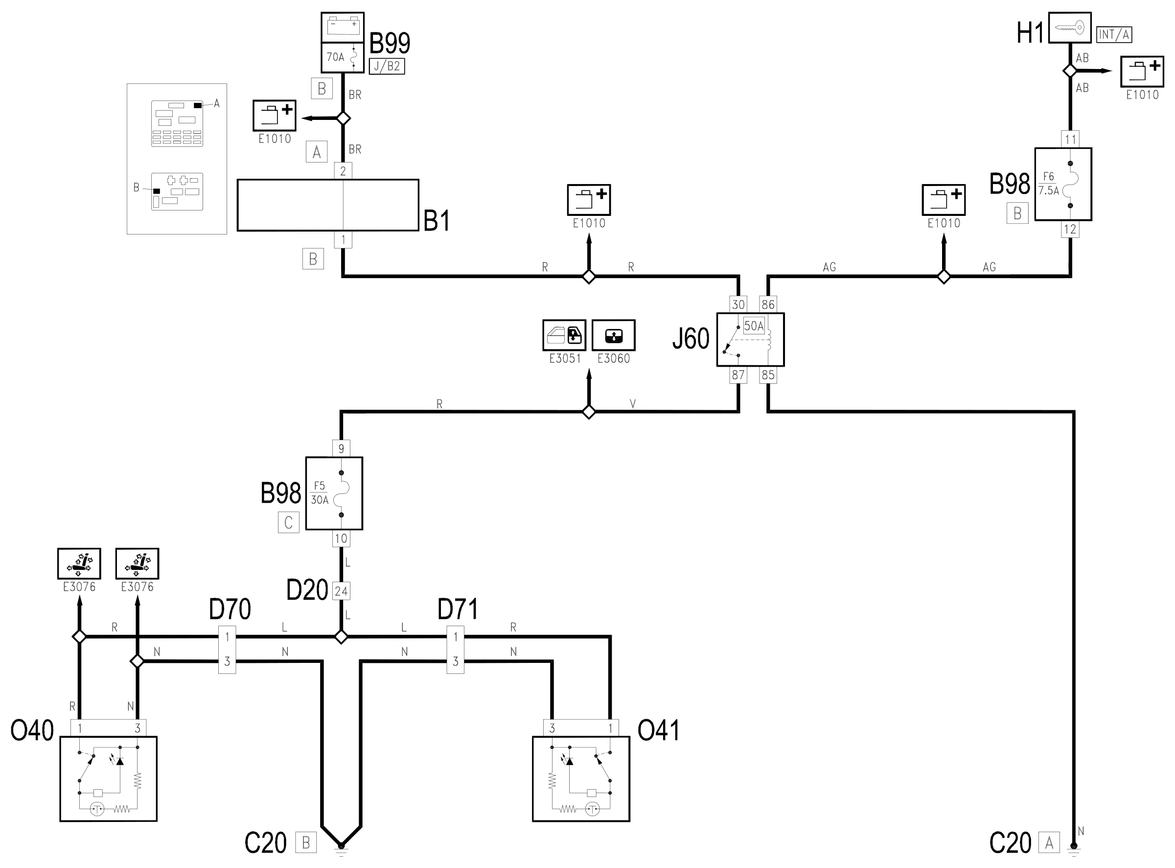 Wiring diagram E3075 HEATED SEATS