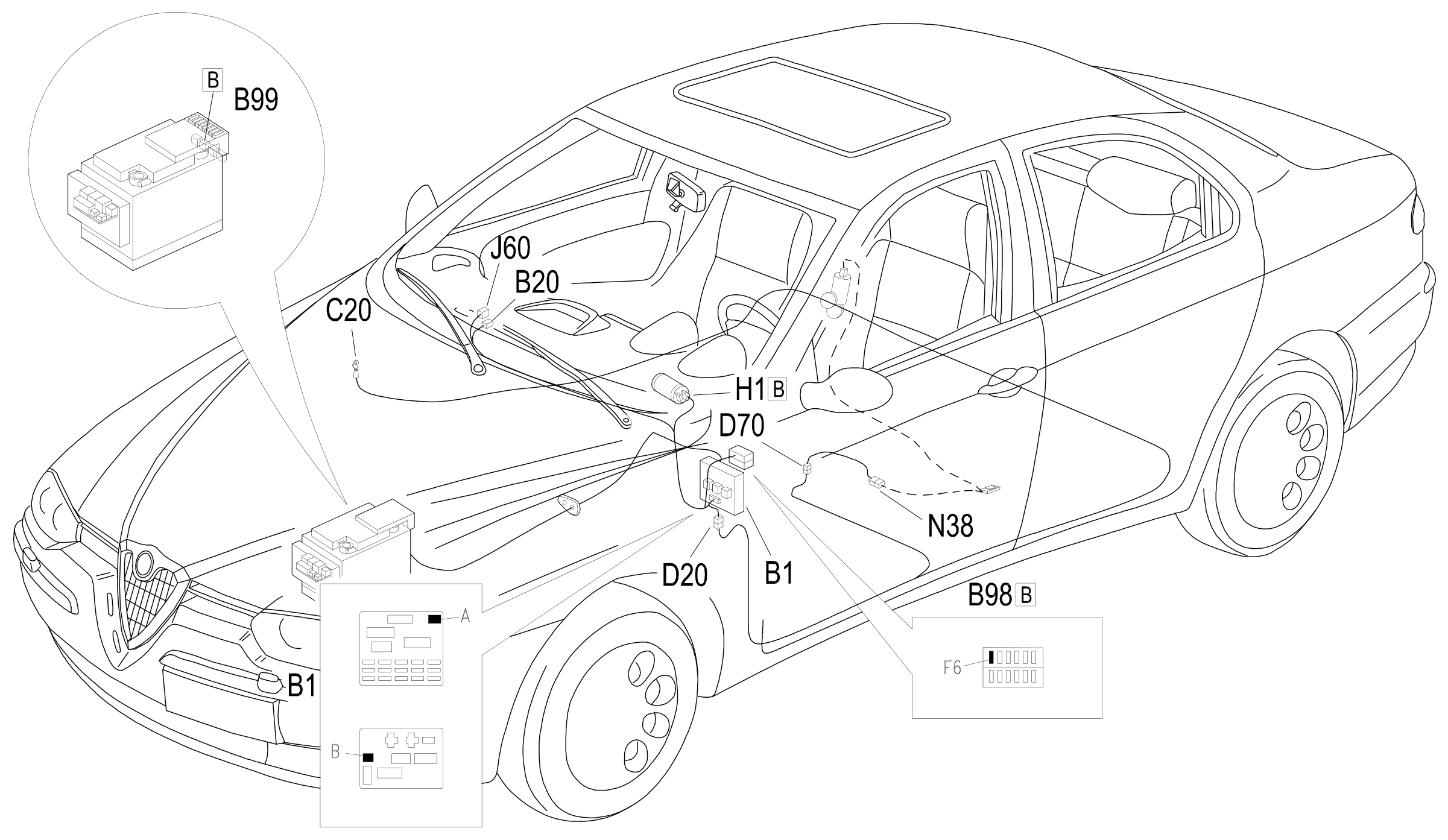 Location of components, E3076