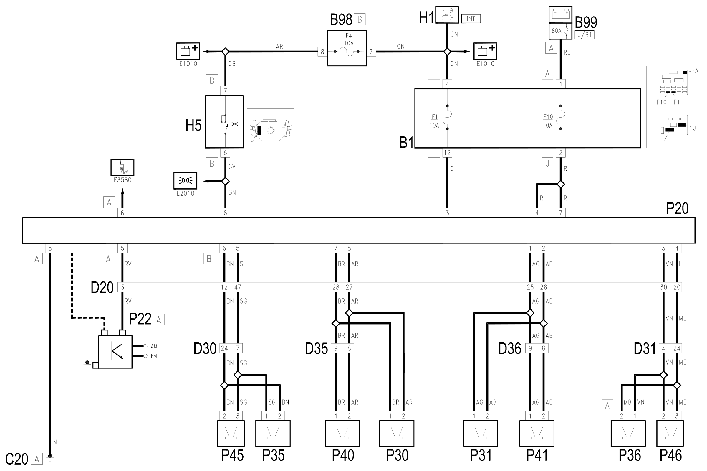Wiring diagram E3510 CAR RADIO