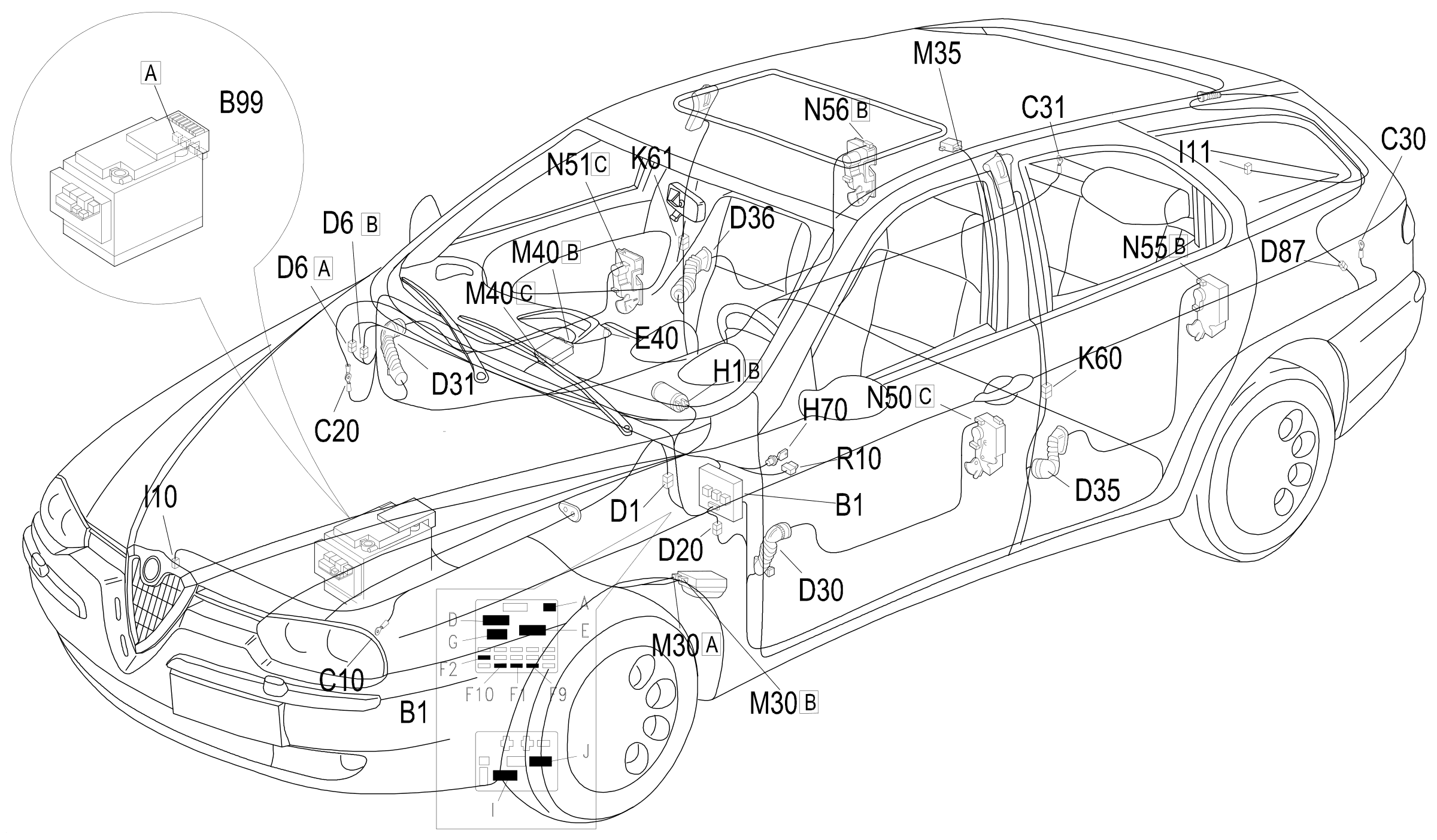 Location of components, E7015