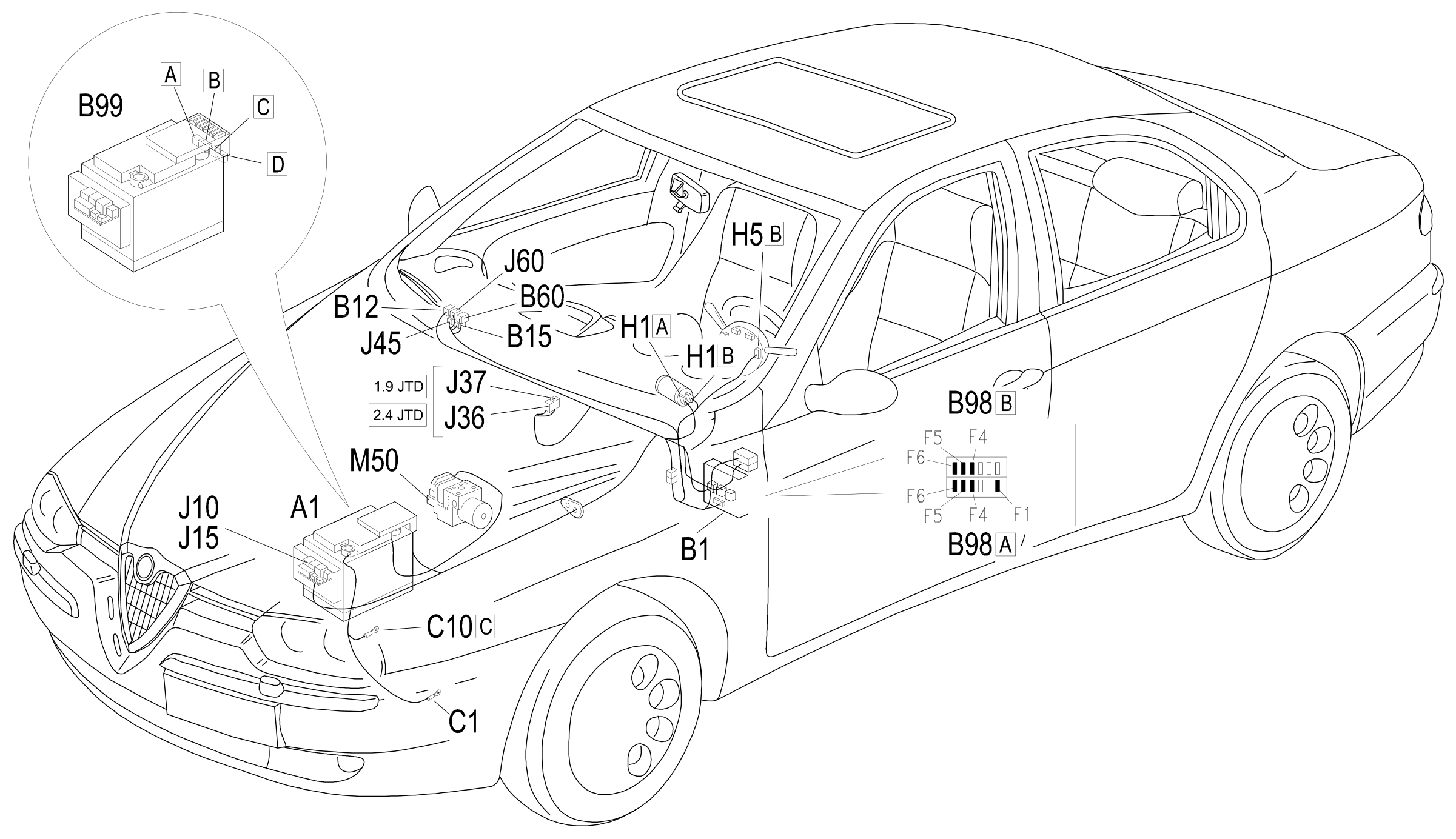 Location of components, E1010