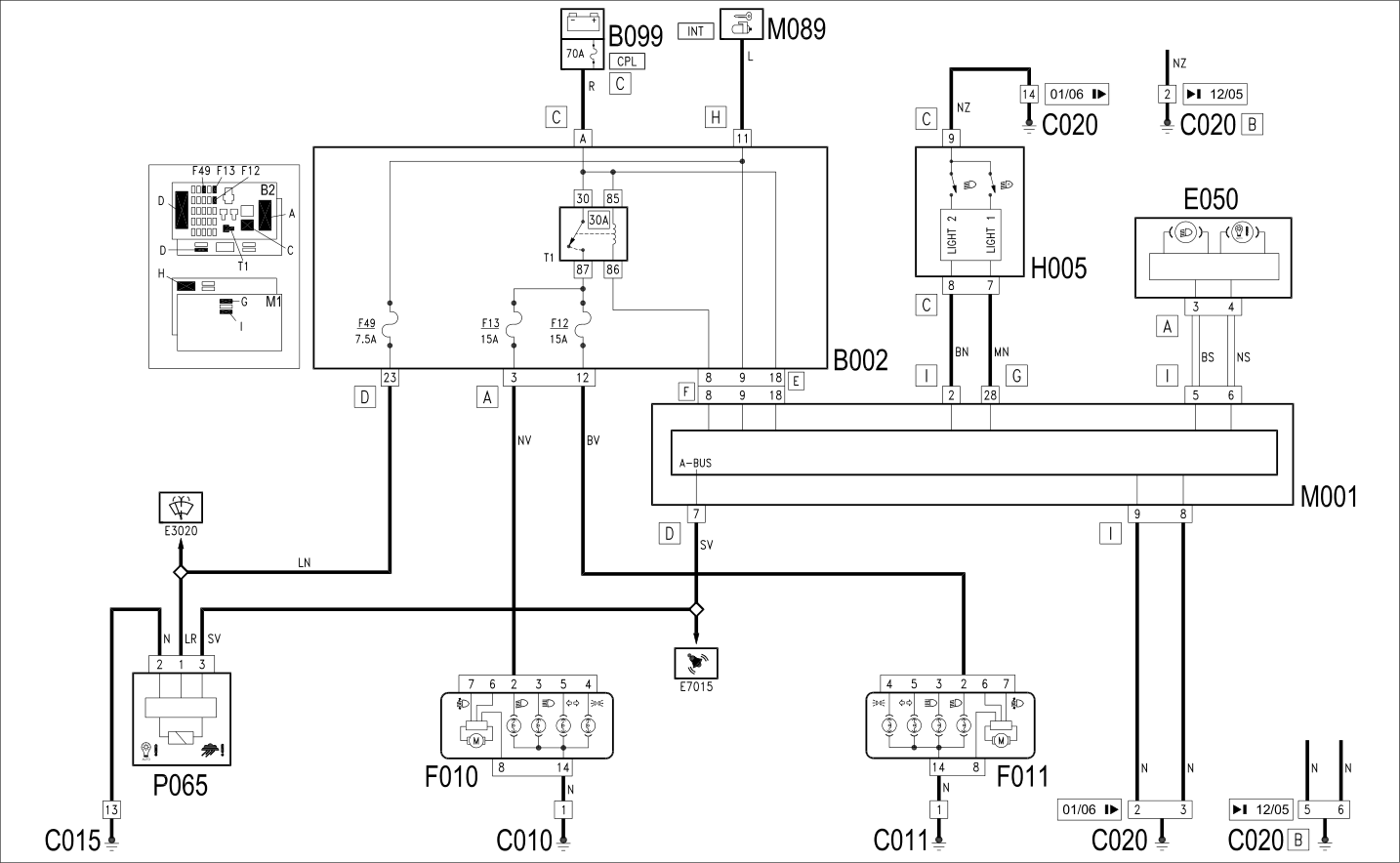DIPPED HEADLIGHTS - WIRING DIAGRAM