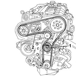 TOOTHED TIMING BELT - R R WITH ENGINE REMOVED