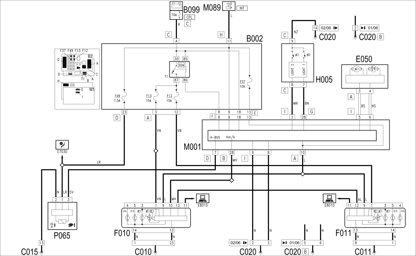 DIPPED HEADLIGHTS - WIRING DIAGRAM