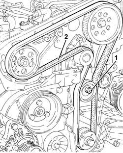 TOOTHED TIMING BELT - R R WITH ENGINE REMOVED