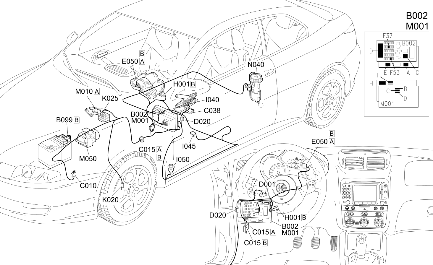 INSTRUMENT PANEL - LOCATION OF COMPONENTS