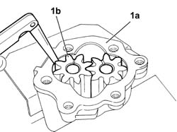 Engine oil pump, removed - check at bench