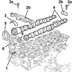 CAMSHAFTS in cylinder head - R.R. with head removed