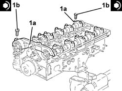 CAMSHAFTS in cylinder head - R.R. with head removed