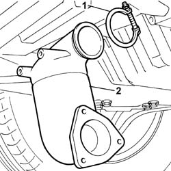 TURBOCHARGER - EXHAUST MANIFOLD - HOSE CONNECTED TO EXHAUST PIPE - R.R.