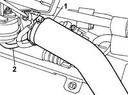 TURBOCHARGER - EXHAUST MANIFOLD - HOSE CONNECTED TO EXHAUST PIPE - R.R.